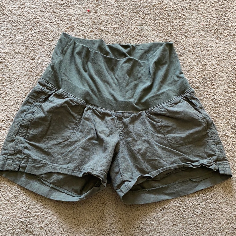 Green maternity shorts